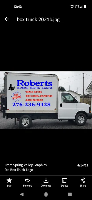 Roberts' Plumbing Electric and Backhoe Picture 1