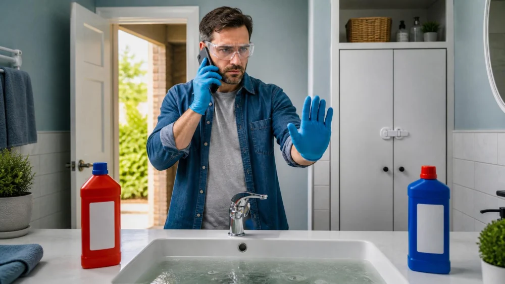 Drain Cleaner Safety: Never Mix Products in a Clogged Drain