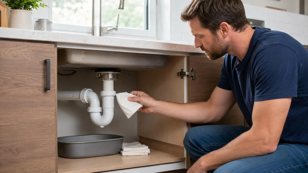 Sink P-Trap Leak: Catch Water and Inspect Before Tightening