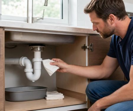 Sink P-Trap Leak: Catch Water and Inspect Before Tightening