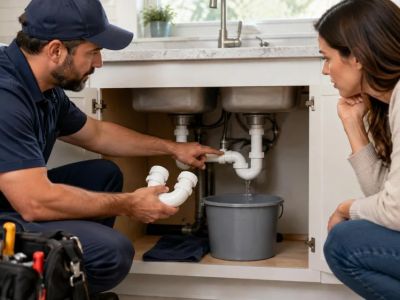 Kitchen Sink Trap Leak: Joints, Bucket, and Plumber Call